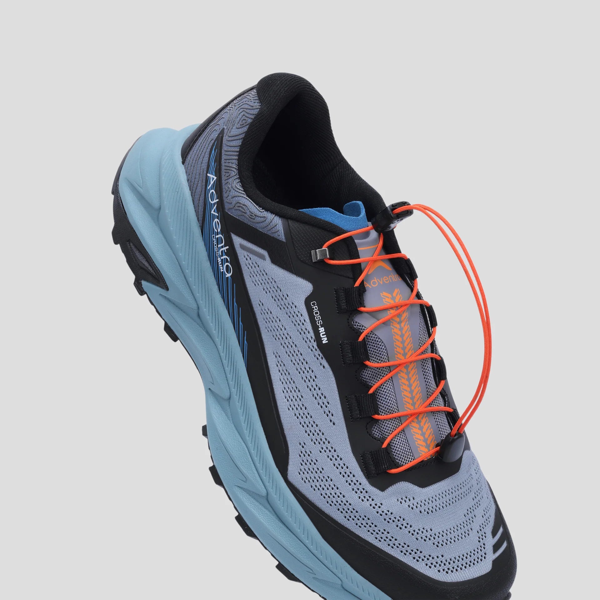 Adventra Men Trail Running Ultra Grip Lightweight Sports Shoes (TR2012) Grey-Blue