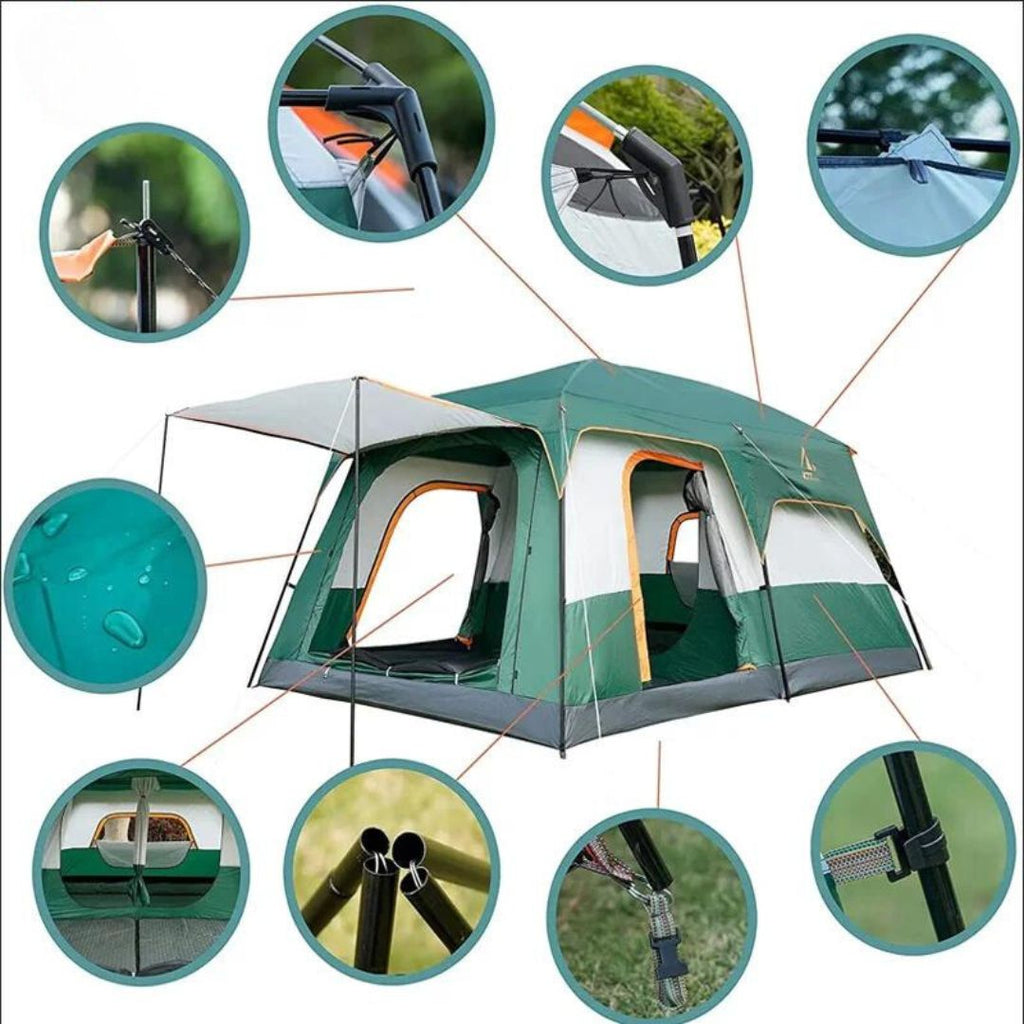 Camping Tent Waterproof with 2 Rooms for 9-12 Person