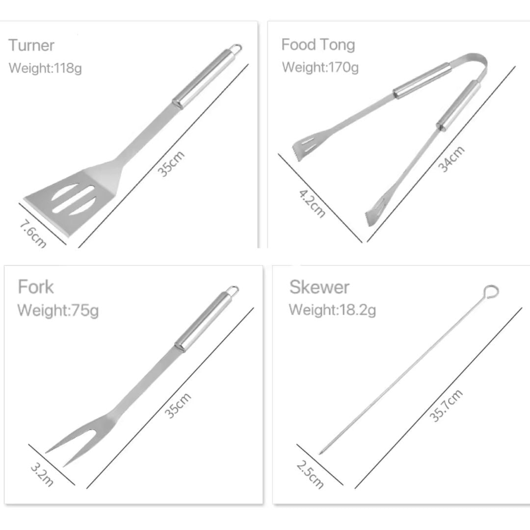 Stainless Steel BBQ Grill Tool Set with Carrying Bag