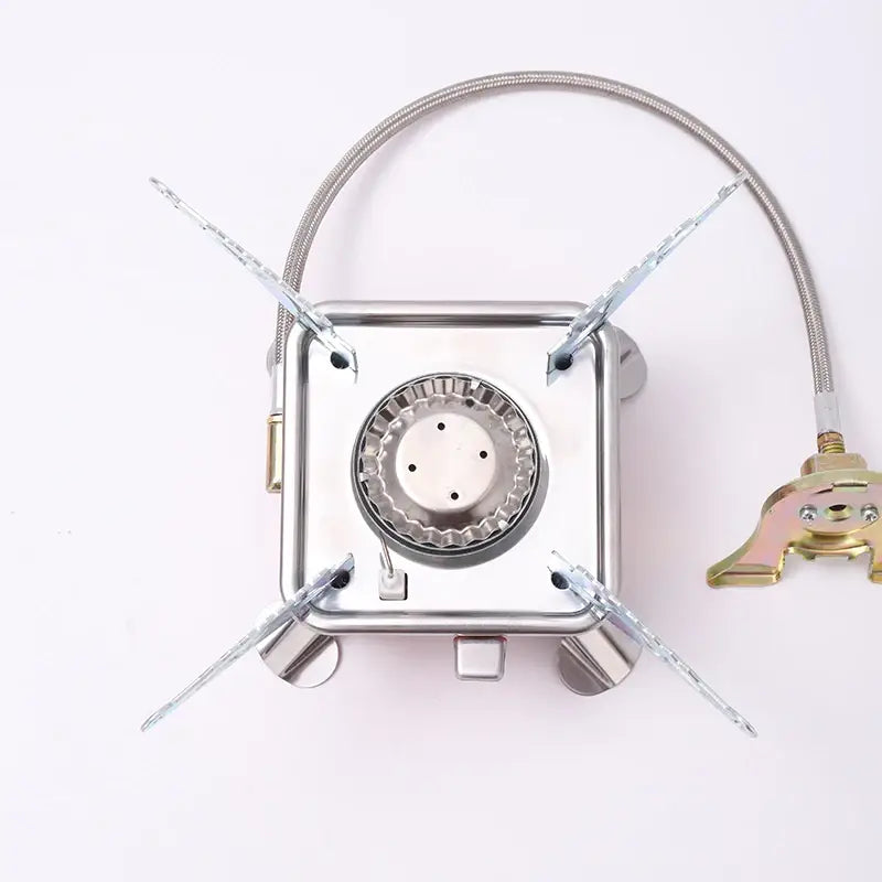 CAMPING STAINLESS STEEL GAS STOVE ULTRA LIGHT WITH PIPE