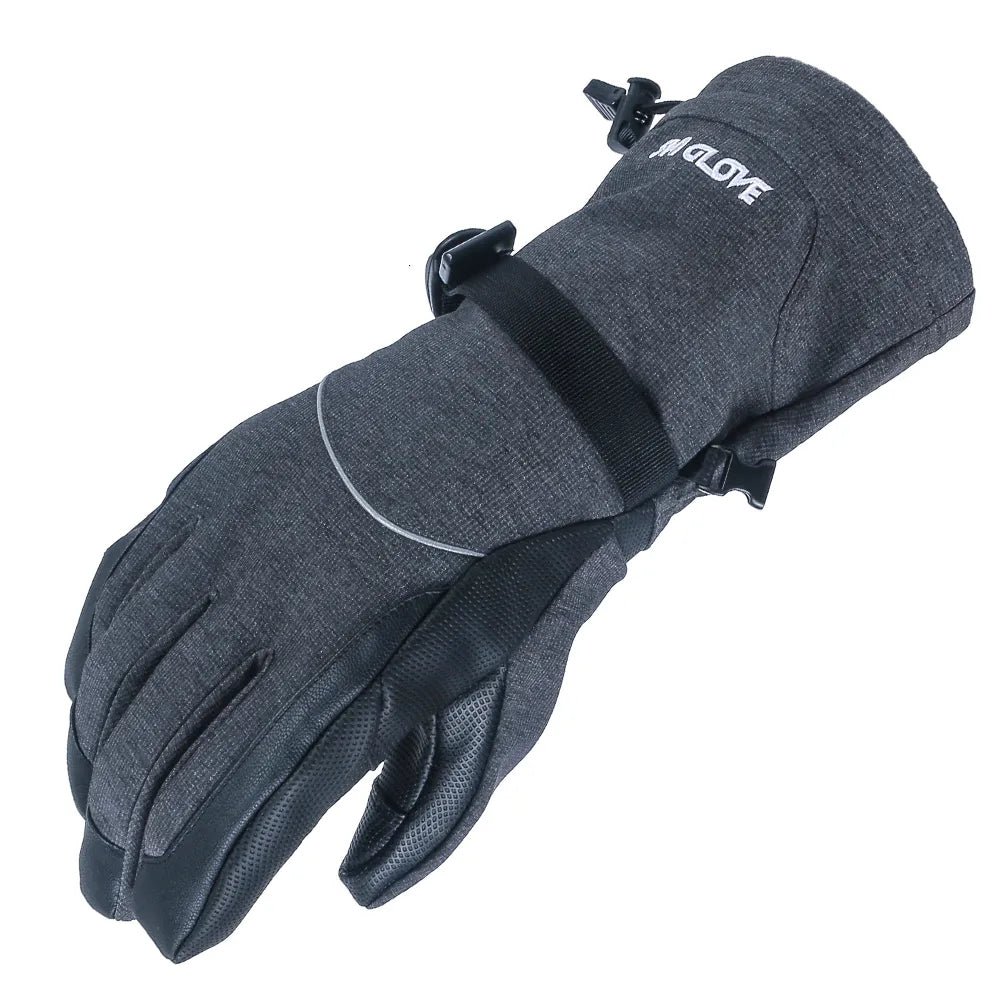 Gray glove with black strap on a white background