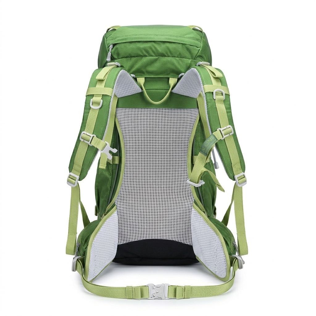 Ai One 35+5L Rucksack in green, showcasing the back mesh design of this 40L trekking backpack.