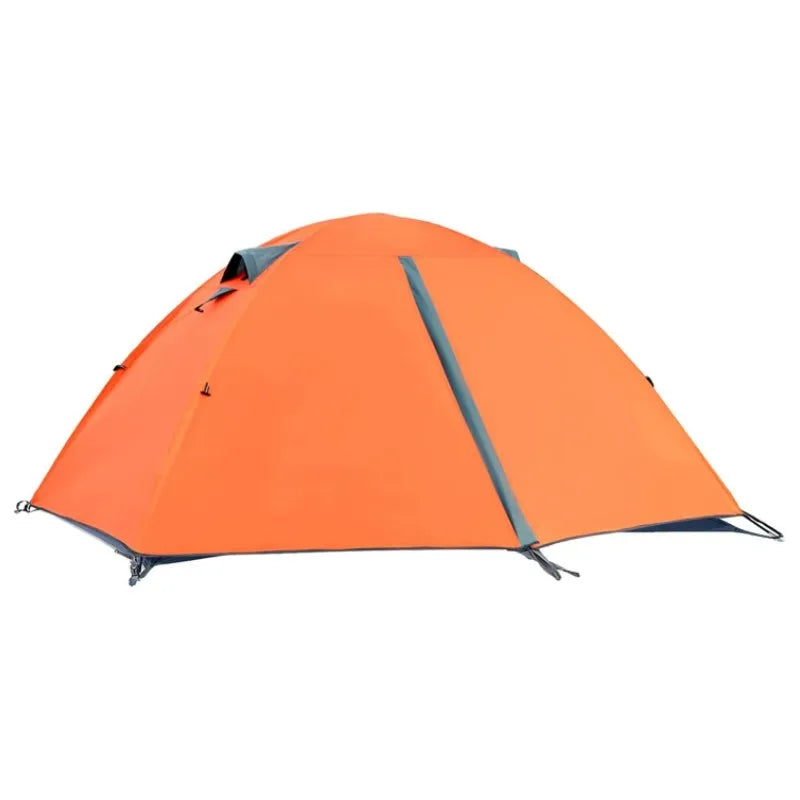Orange camping tent with gray accents on a white background