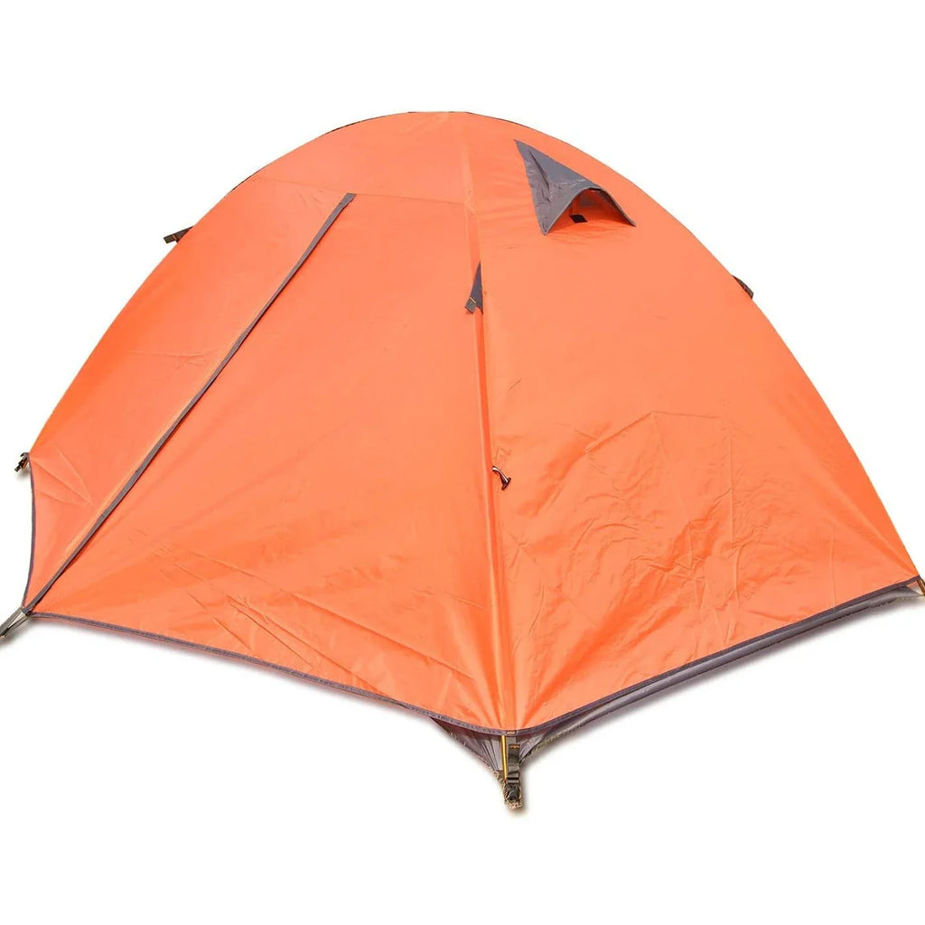 Orange camping tent on a white background