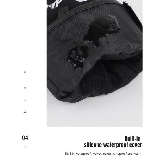 Black glove with a built-in silicone waterproof cover on a white background